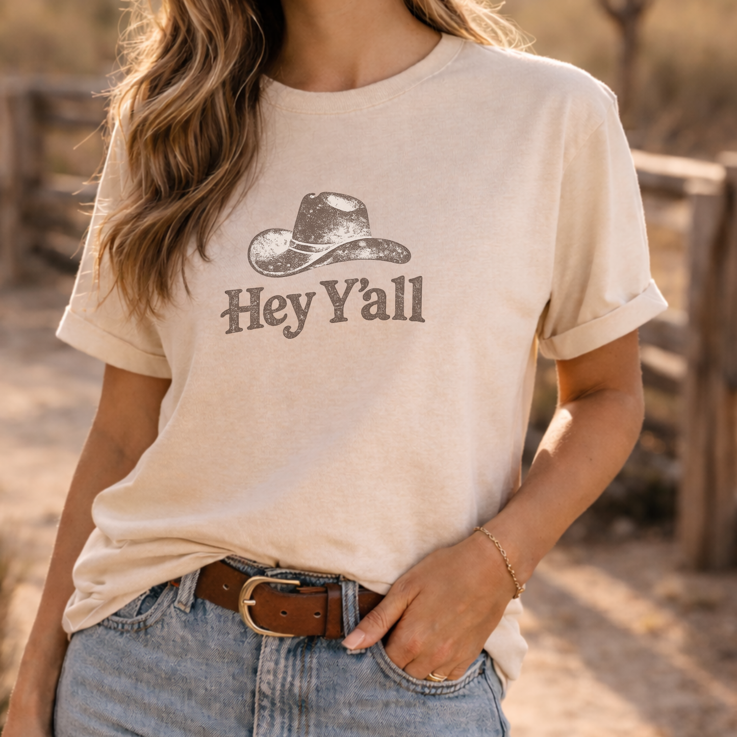 Hey Y'all Cowboy Hat Tee — Southern Greeting Graphic T-Shirt