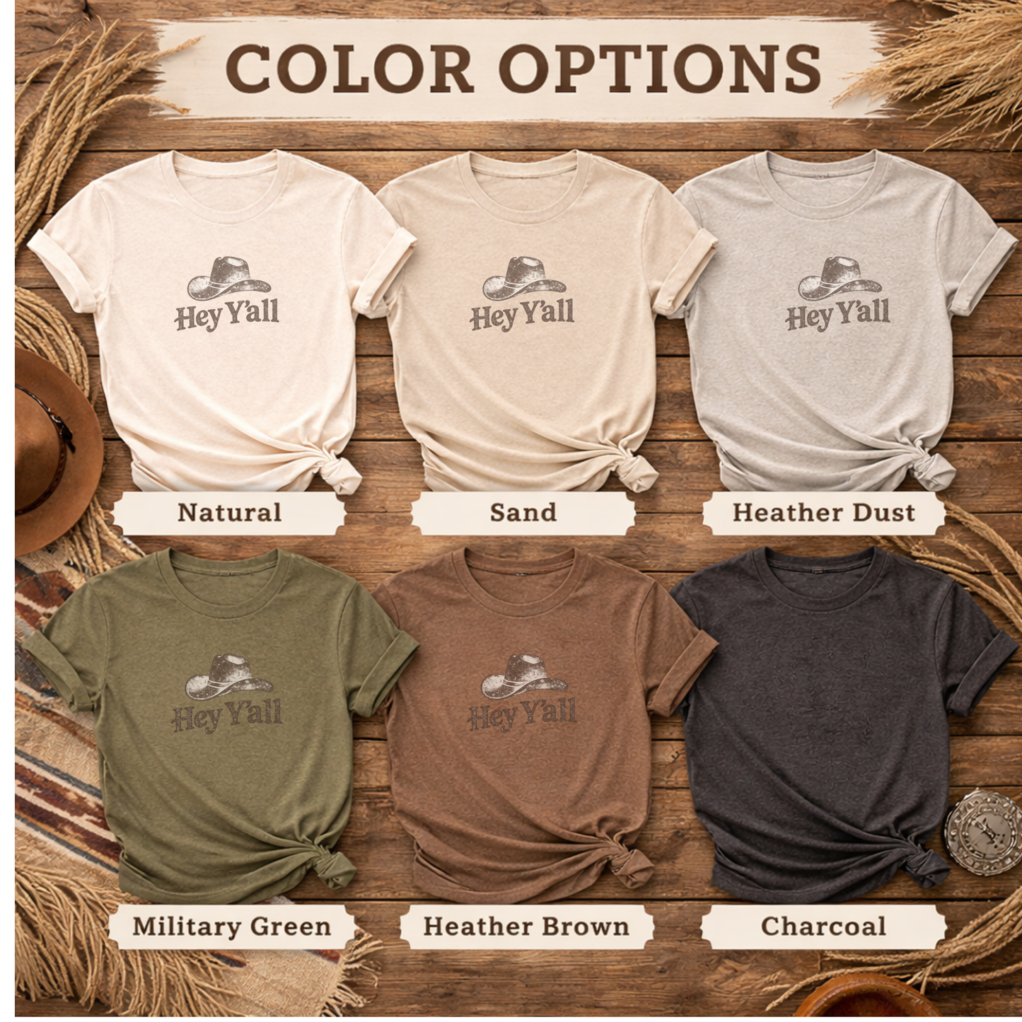 Hey Y'all Cowboy Hat Tee — Southern Greeting Graphic T-Shirt