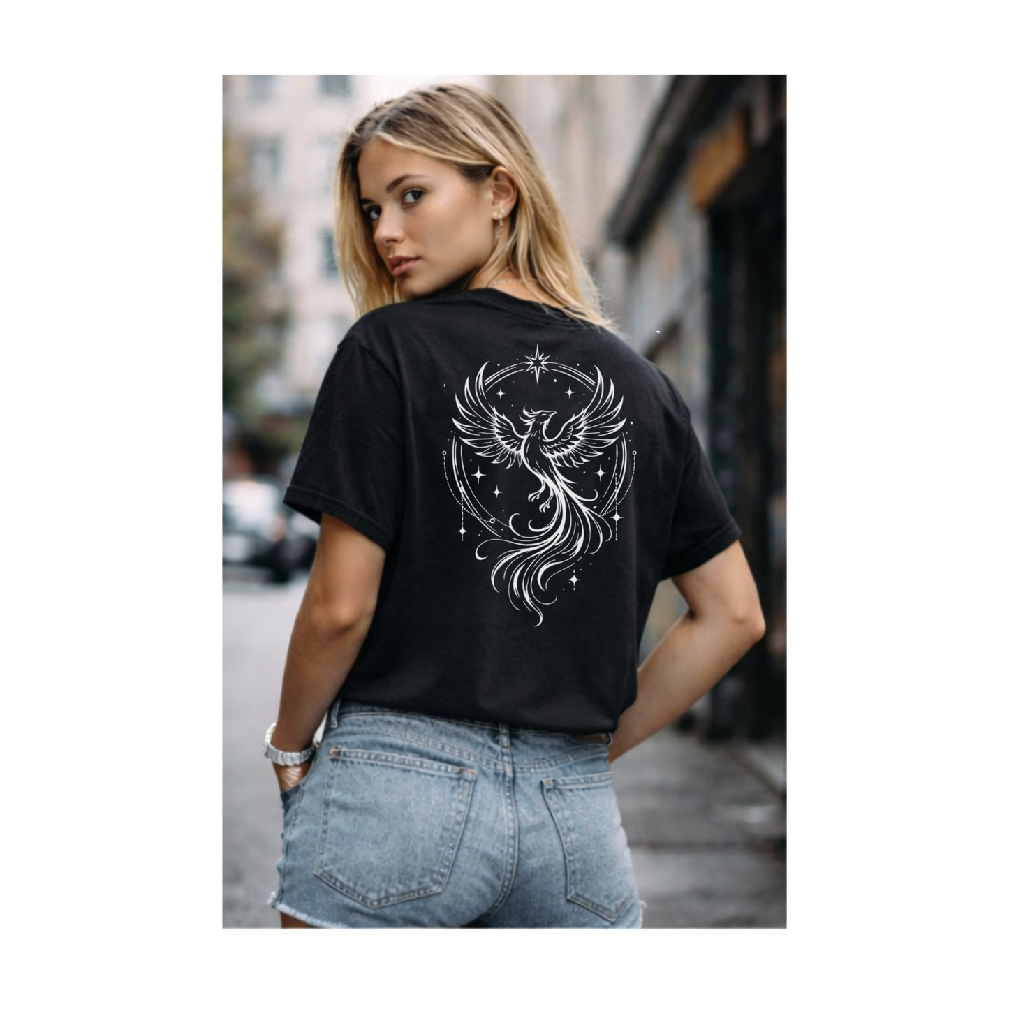 White RISE Phoenix Halo Graphic Tee • Vintage Washed Shirt • Streetwear Comfort Colors 1717 • Wild Reed
