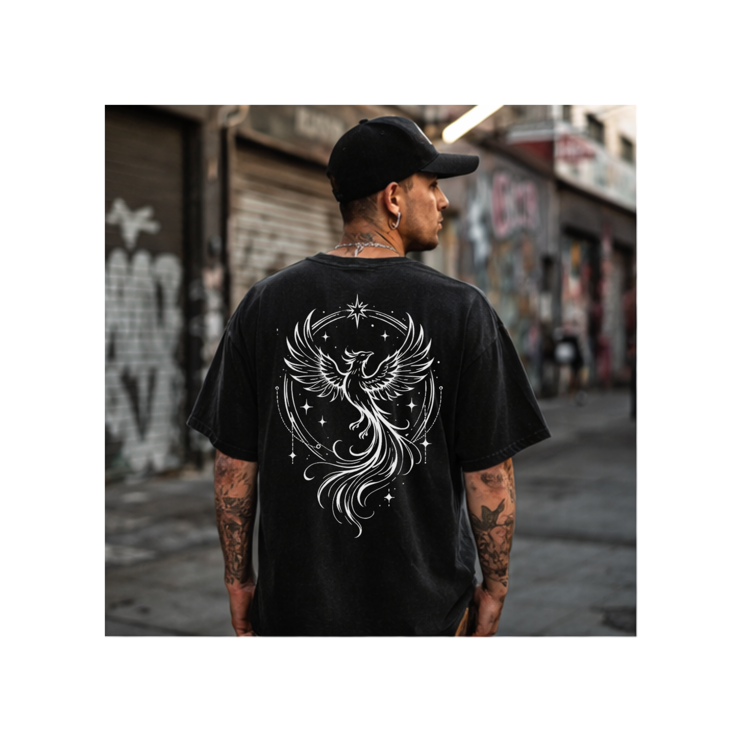 White RISE Phoenix Halo Graphic Tee • Vintage Washed Shirt • Streetwear Comfort Colors 1717 • Wild Reed