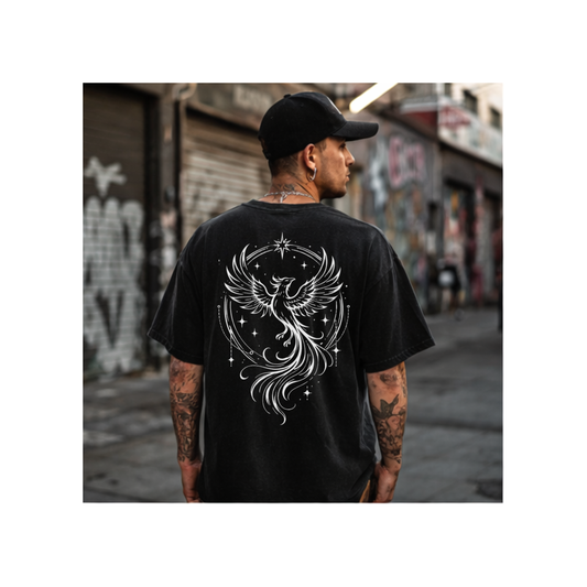 White RISE Phoenix Halo Graphic Tee • Vintage Washed Shirt • Streetwear Comfort Colors 1717 • Wild Reed