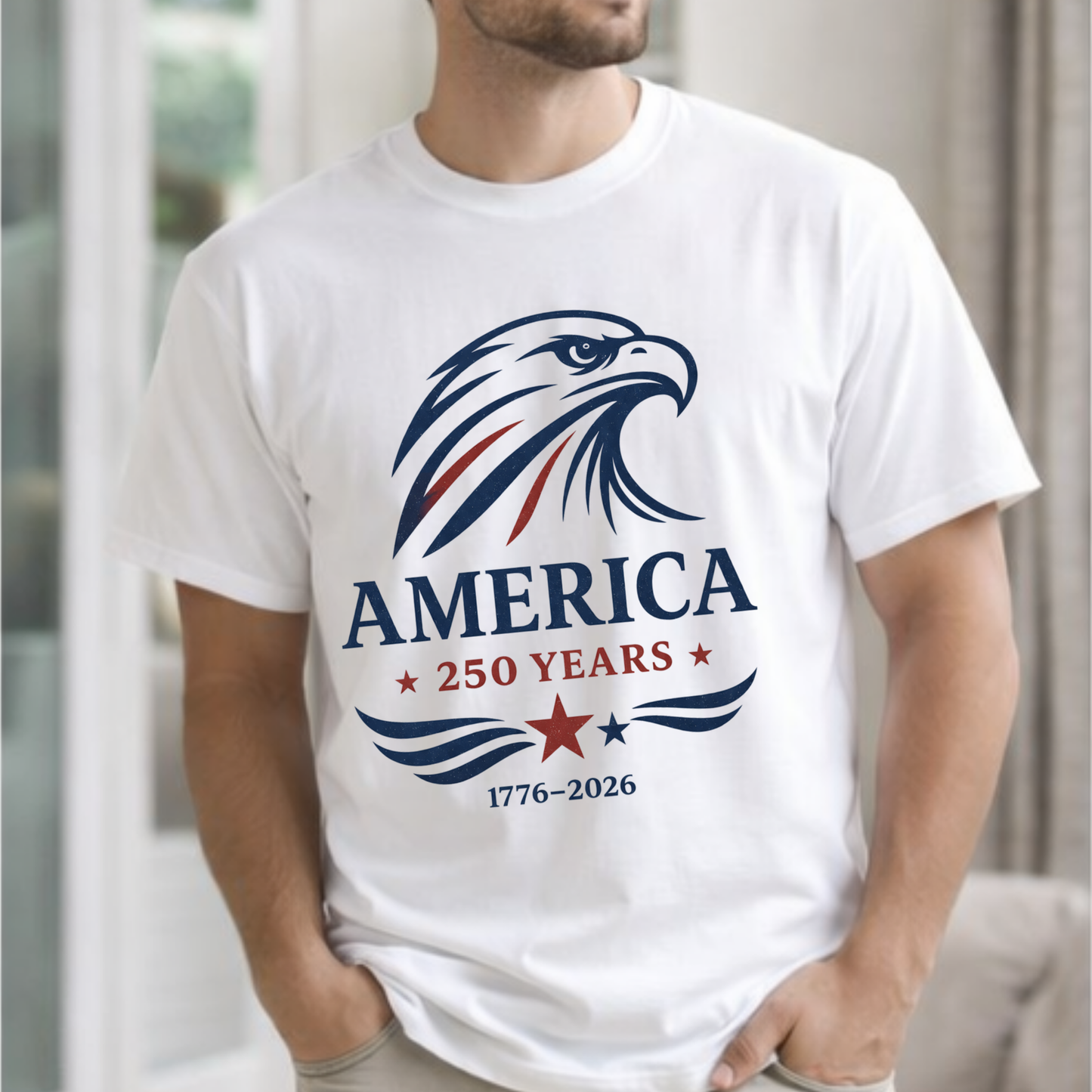 America 250 Years Eagle Graphic Tee • 1776–2026 Patriotic Shirt • Vintage USA Independence T-Shirt • Wild Reed Apparel
