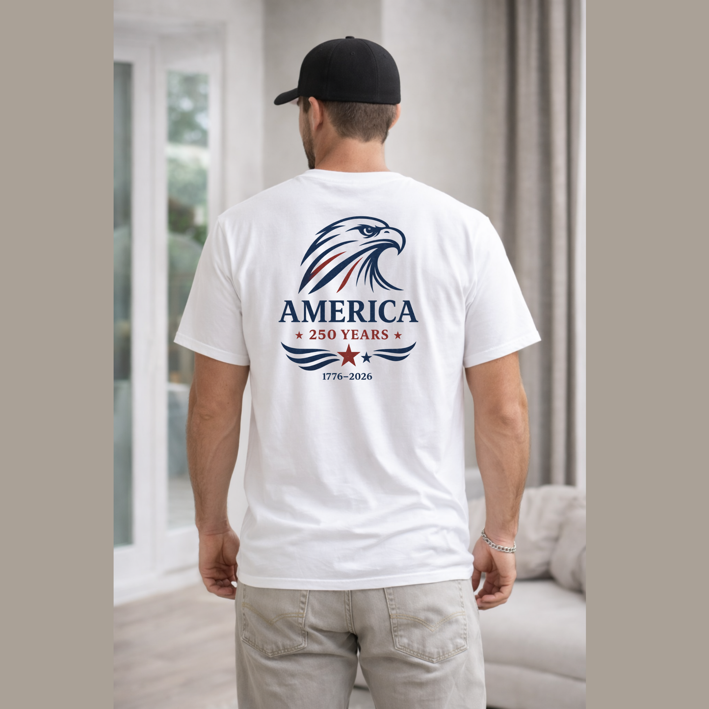 America 250 Years Shirt, Eagle Front Back Graphic Tee, 1776 2026 Patriotic Shirt, Vintage USA Shirt, 4th of July Tee, Wild Reed Apparel