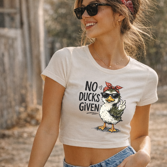 no ducks given cropped tee funny duck shirt bold graphic