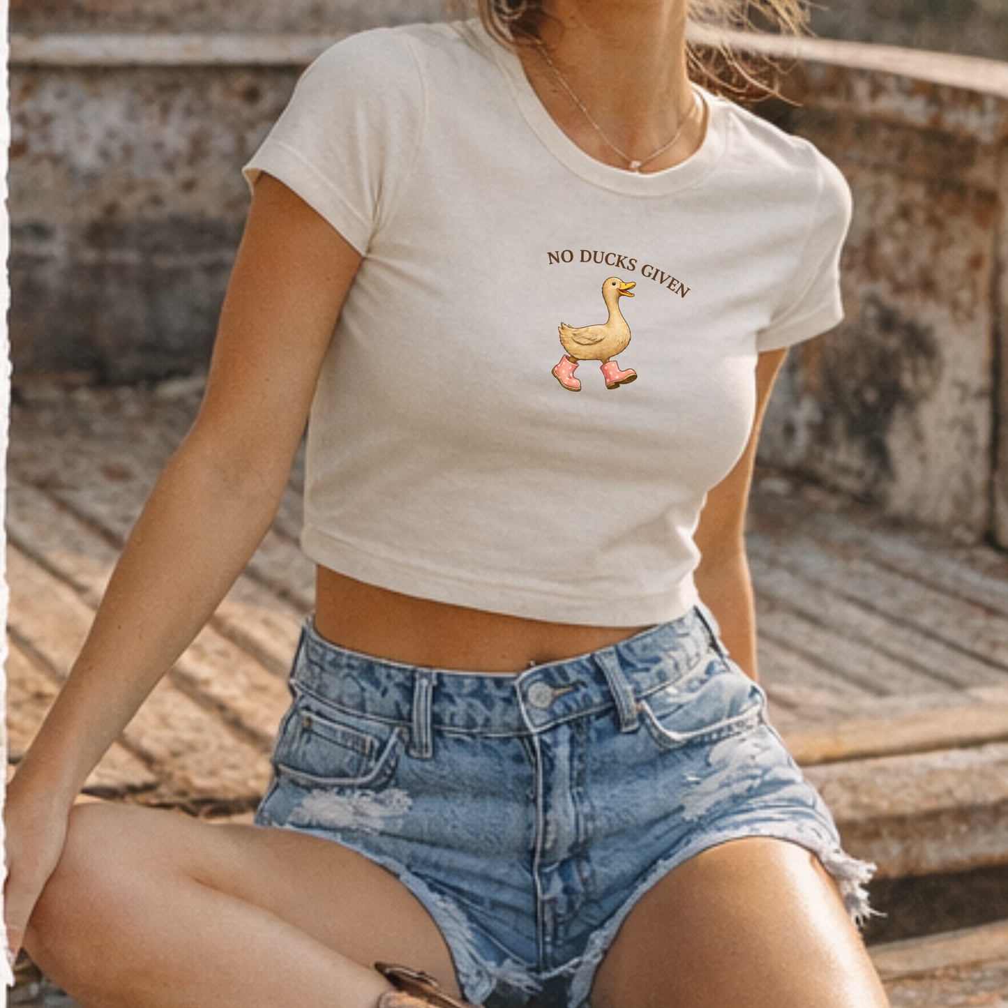 No Ducks Given Cropped Tee – Cute Duck Graphic