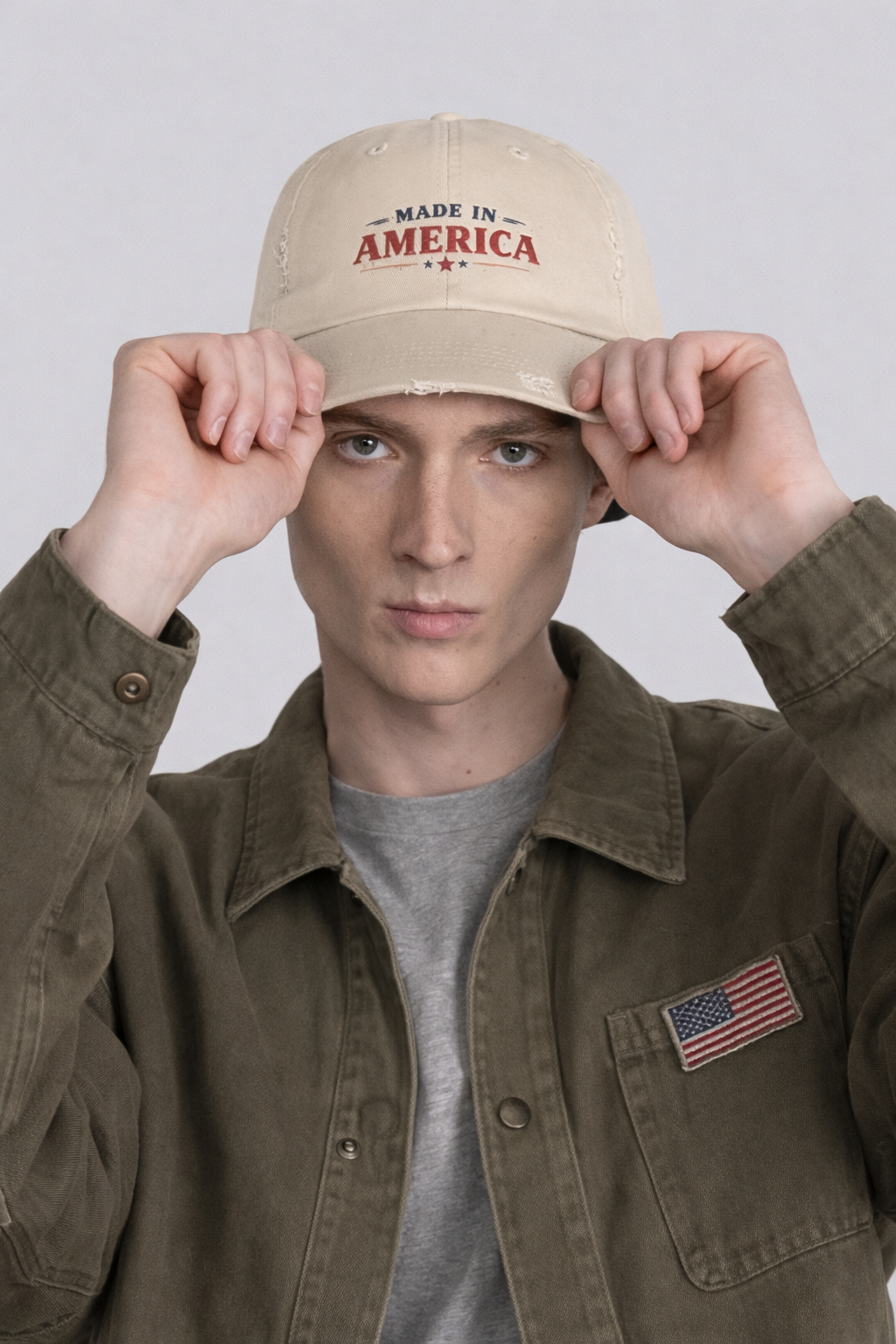 Distressed Made in America Cap • Vintage Patriotic Hat • Adjustable Dad Hat • Wild Reed Apparel