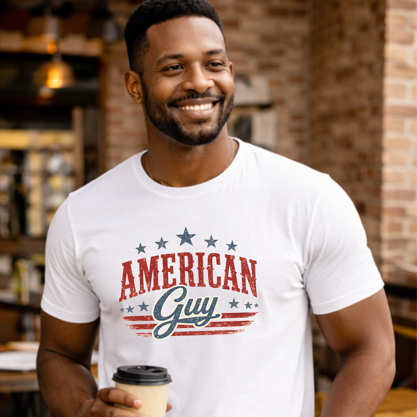 American Guy Graphic Tee • Patriotic Shirt • Vintage Americana T Shirt • Bella Canvas 3001 • 4th of July Shirt • Country Style Men’s Tee
