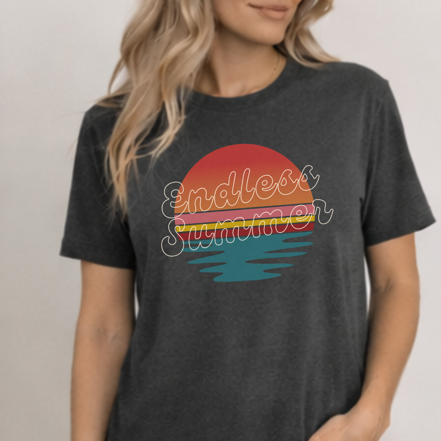 Endless Summer Shirt, Beach Graphic Tee, Coastal Summer Shirt, Retro Sunset T-Shirt, Urlaub Outfit, Bella+Canvas 3001 Shirt, Unisex T-Shirt