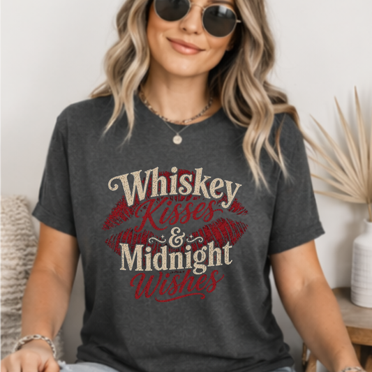 Whiskey Kisses & Midnight Wishes Vintage Graphic Tee