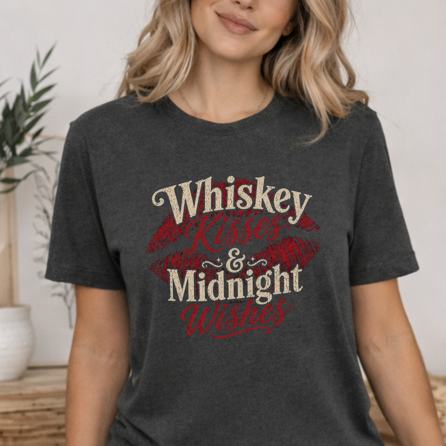 Whiskey Kisses & Midnight Wishes Vintage Graphic Tee