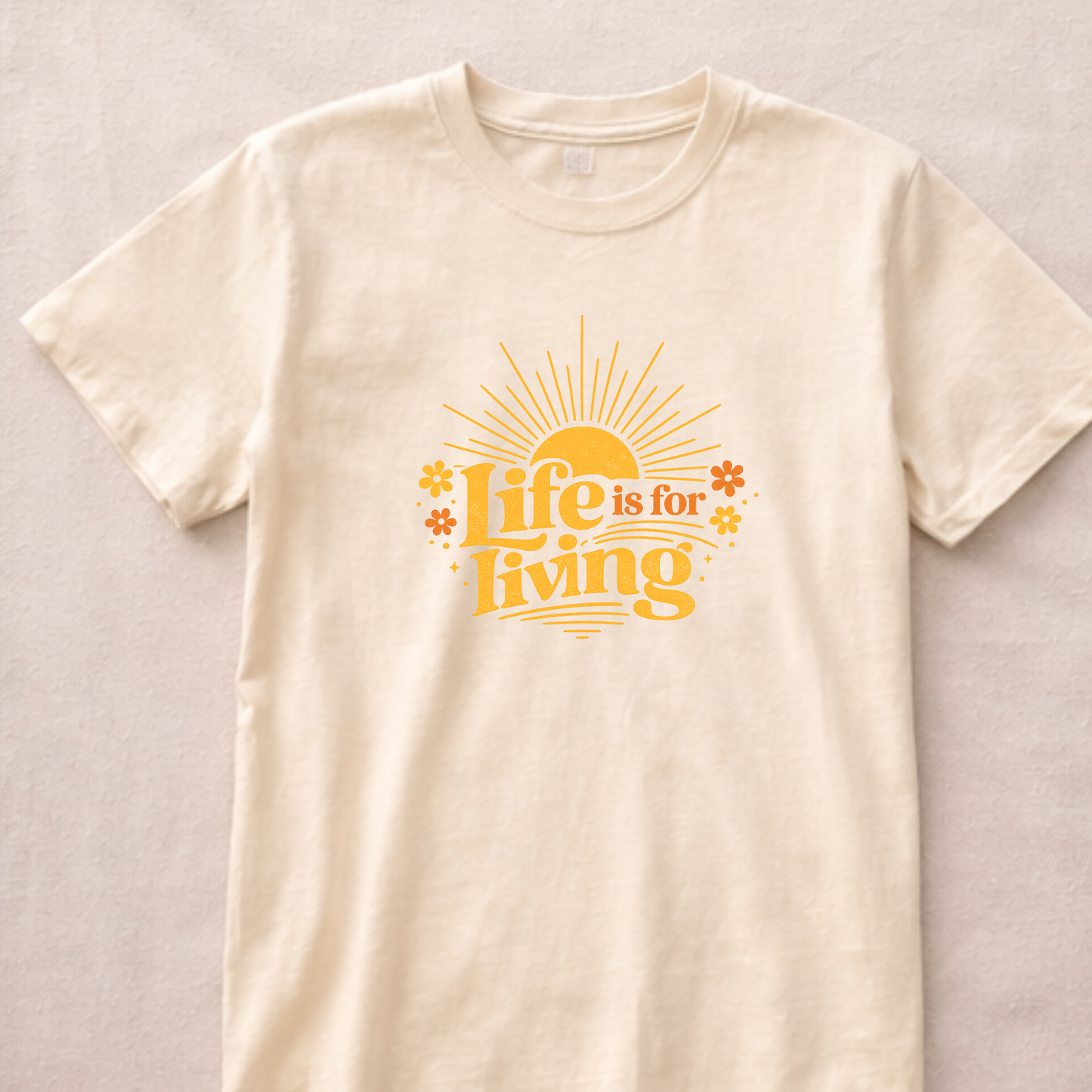 Life Is For Living Shirt, Vintage Summer Graphic Tee, Inspirational Sunshine Tee, Retro Positive Quote Shirt, Comfort Colors Summer Tee