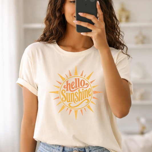 Cute vacation tee styled with denim shorts summer outfit