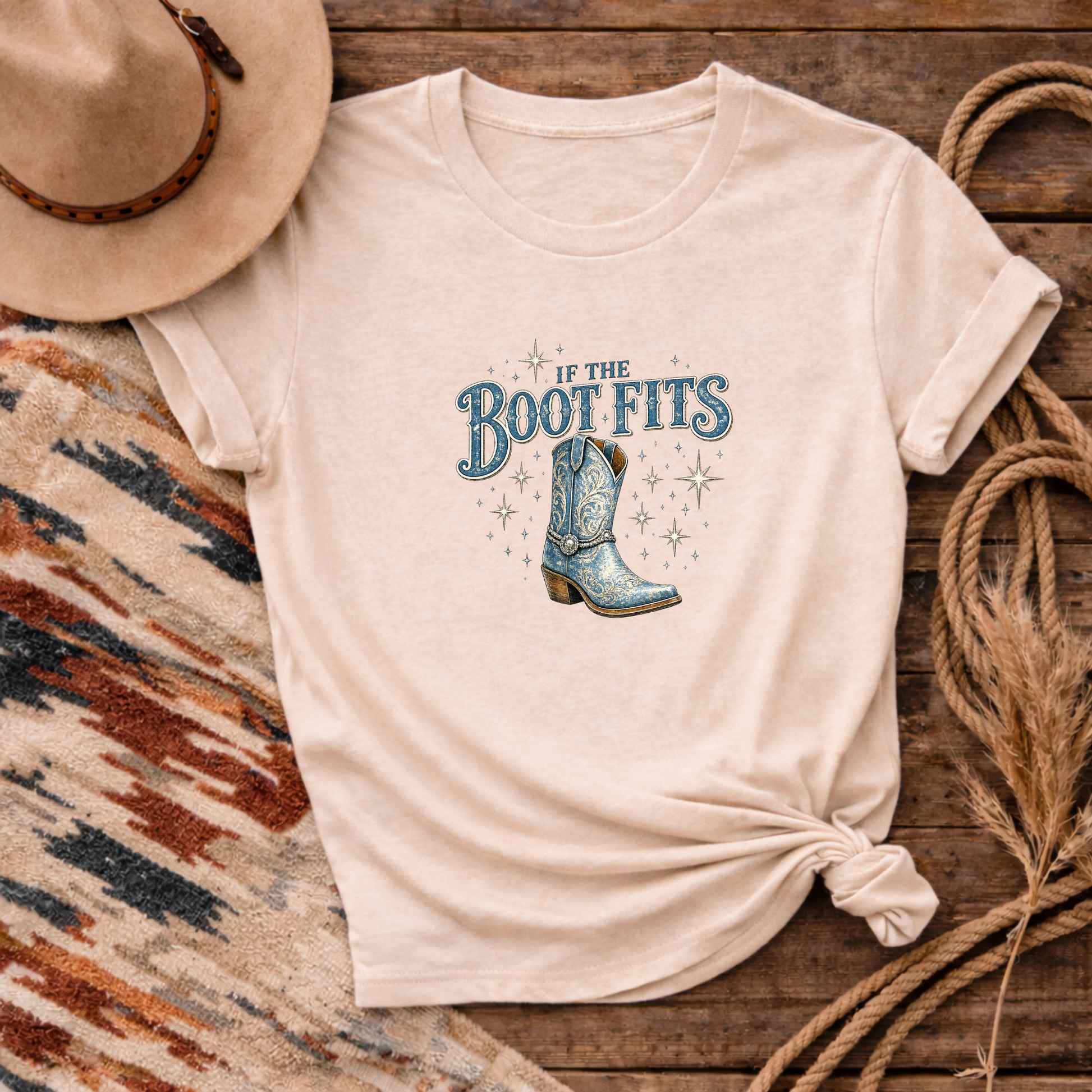 Vintage cowboy boot graphic shirt for women
