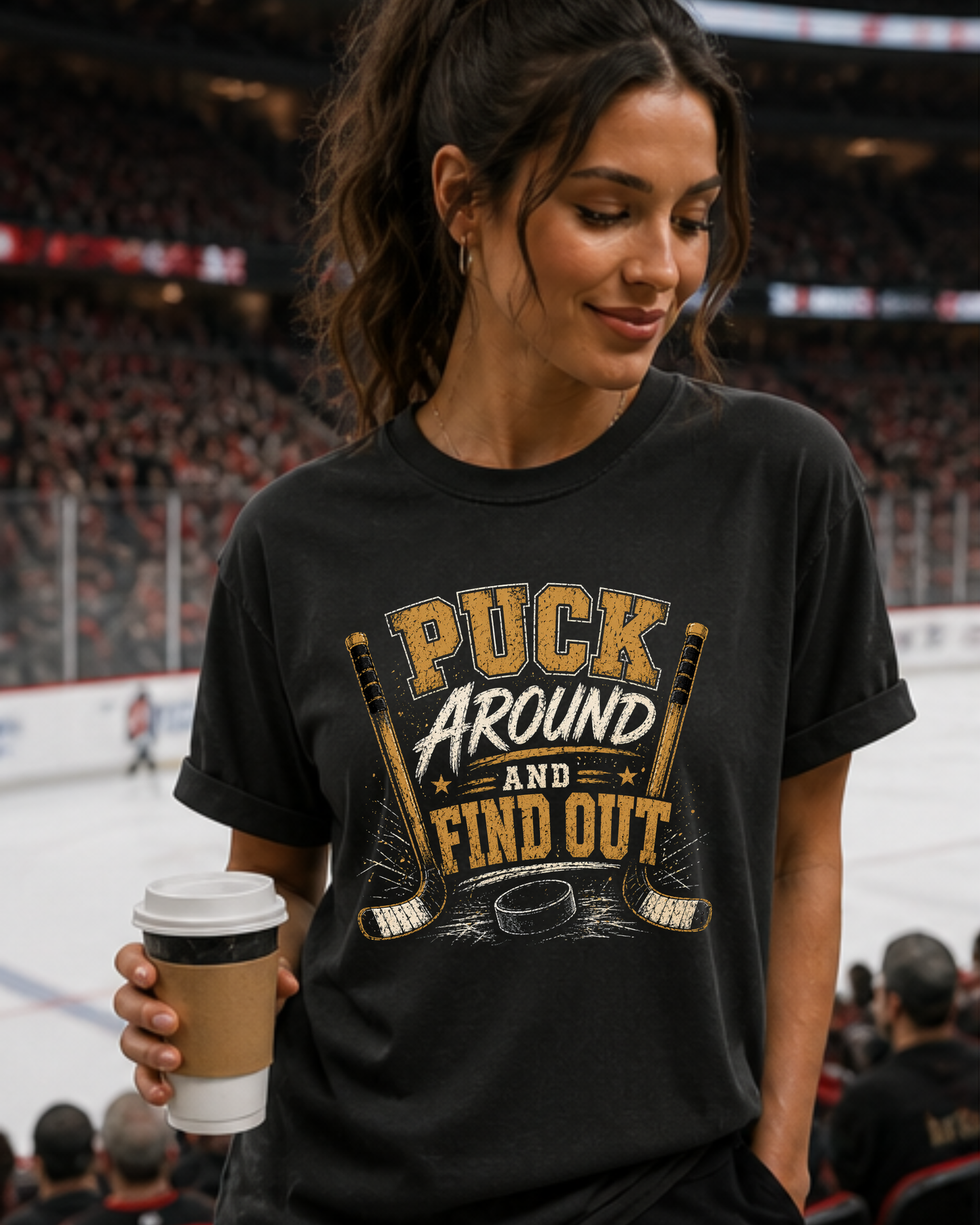 Funny hockey game day shirt styled with casual outfit