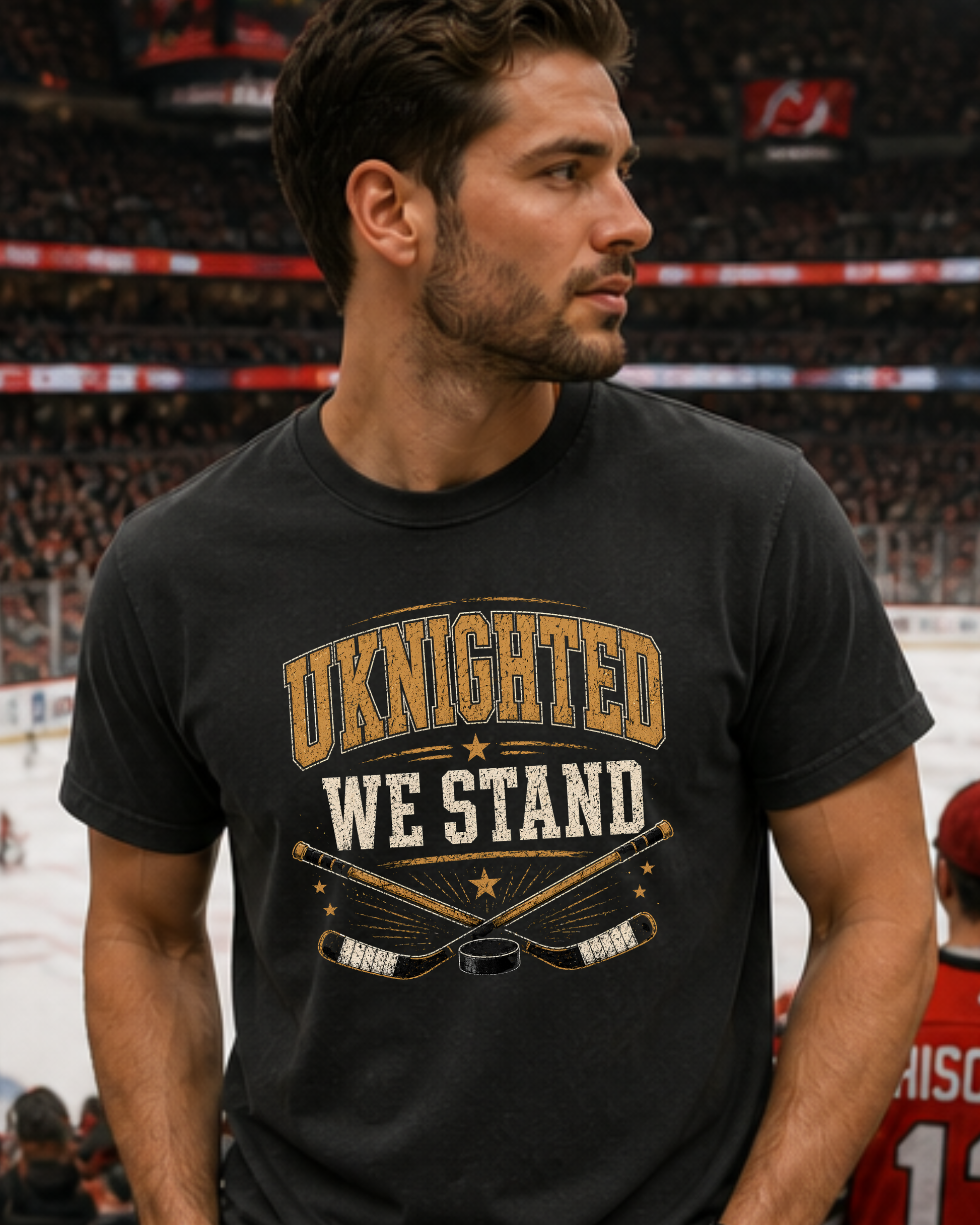 Black and gold hockey shirt styled for game day outfit