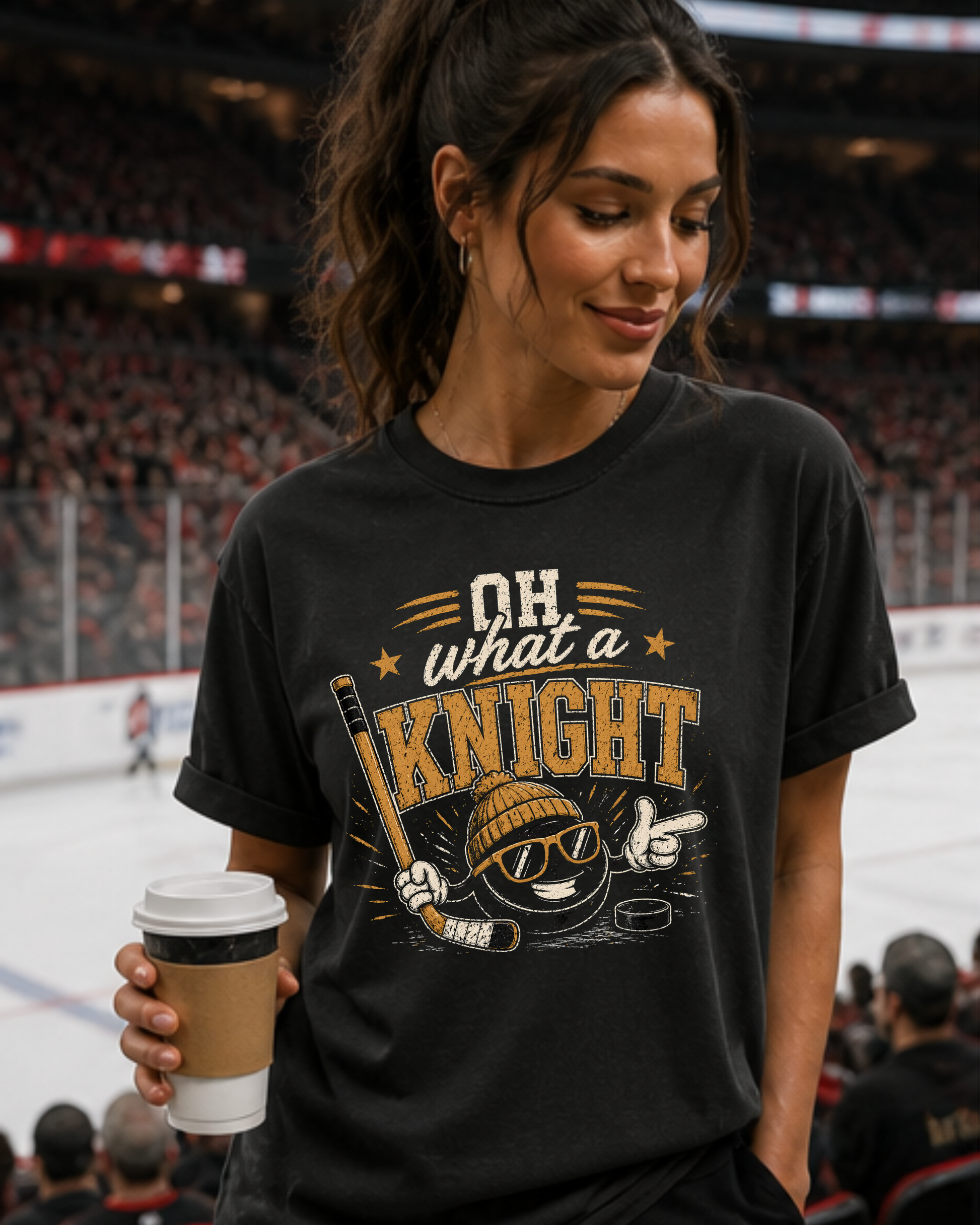 Game day outfit with hockey themed shirt