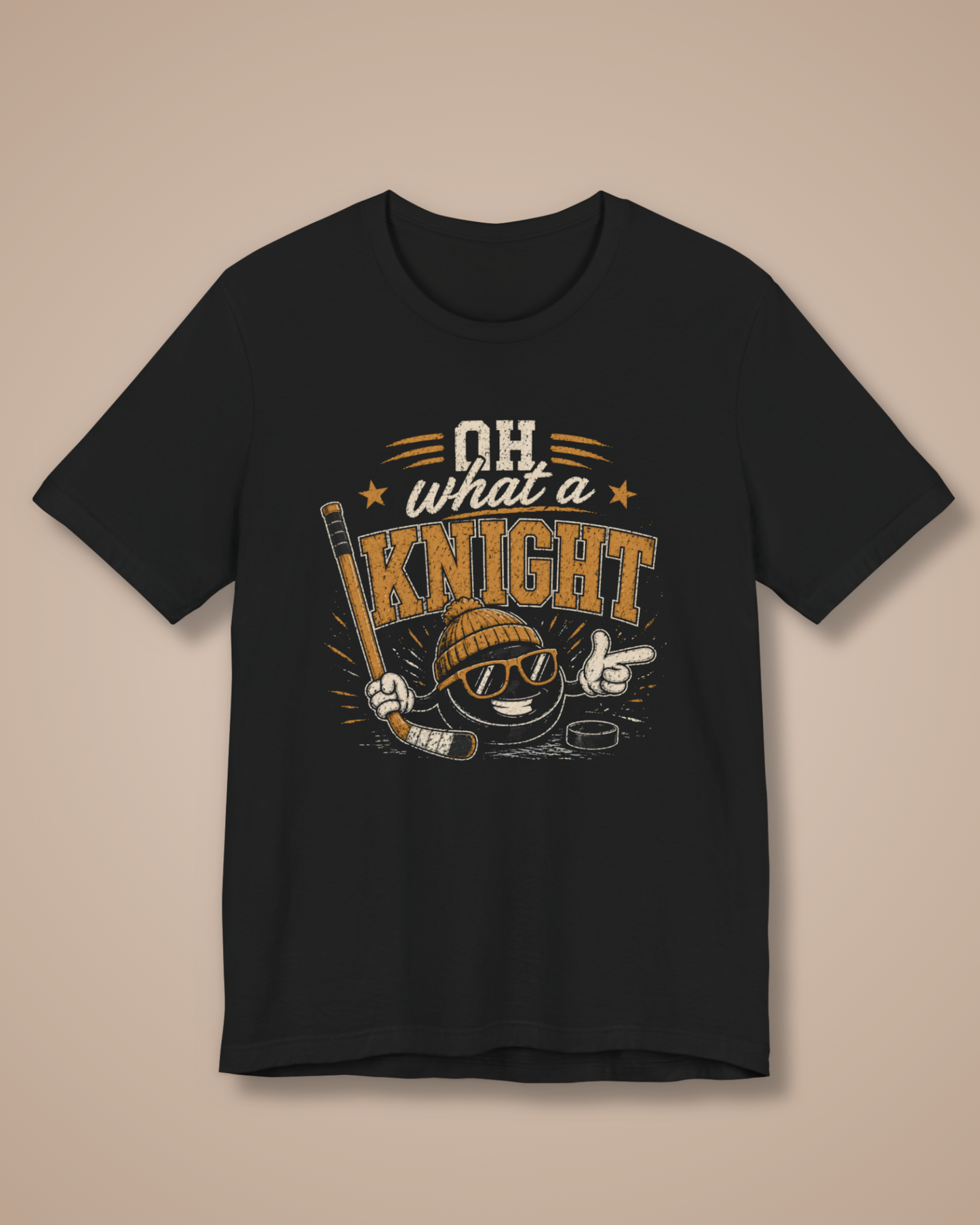 Oh What a Knight shirt black and gold hockey graphic tee