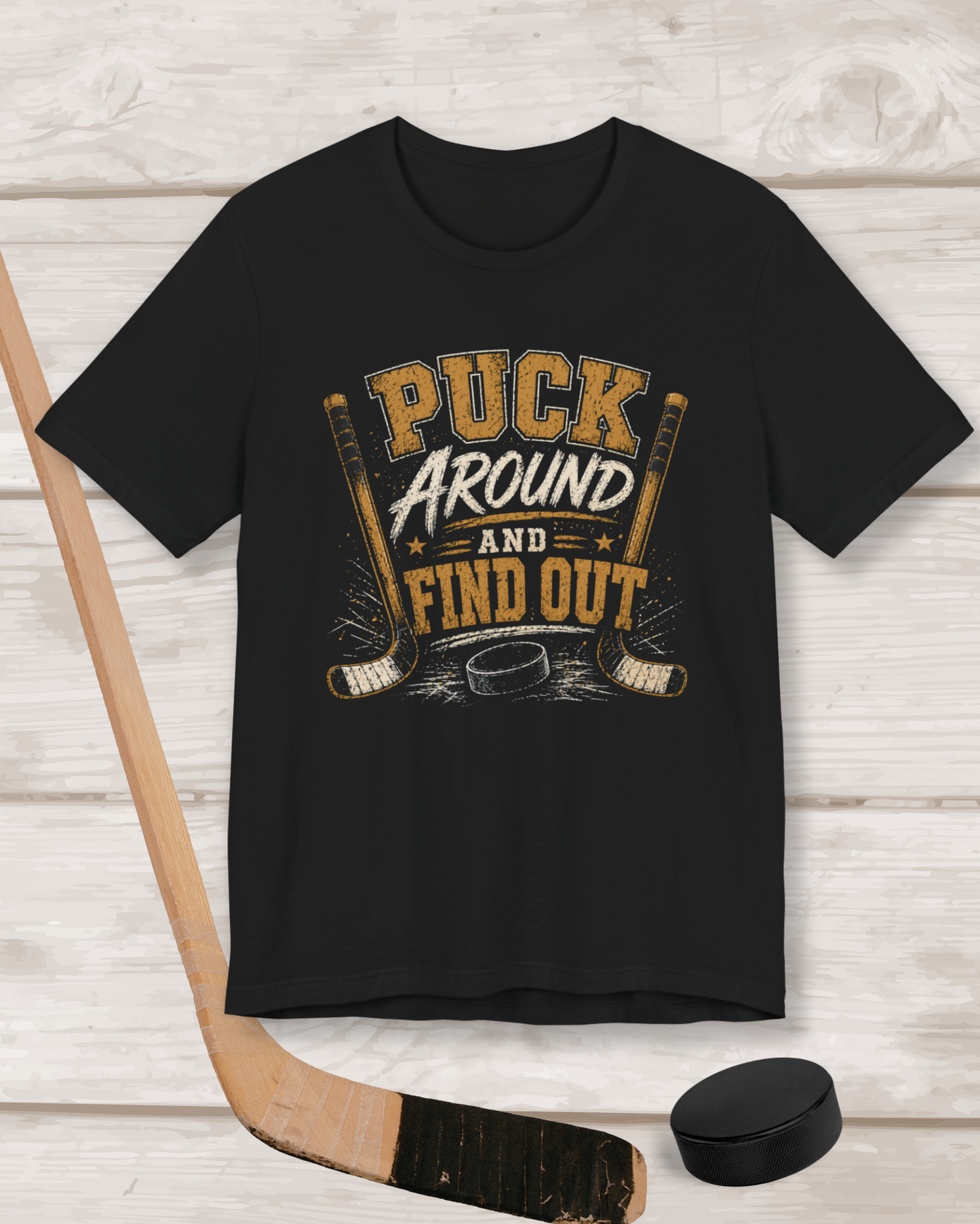 Casual outfit with funny hockey t-shirt