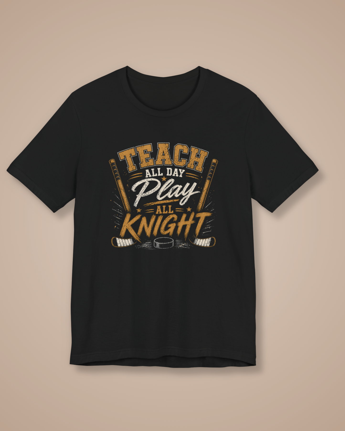 Teach All Day Play All Knight shirt teacher hockey graphic tee
