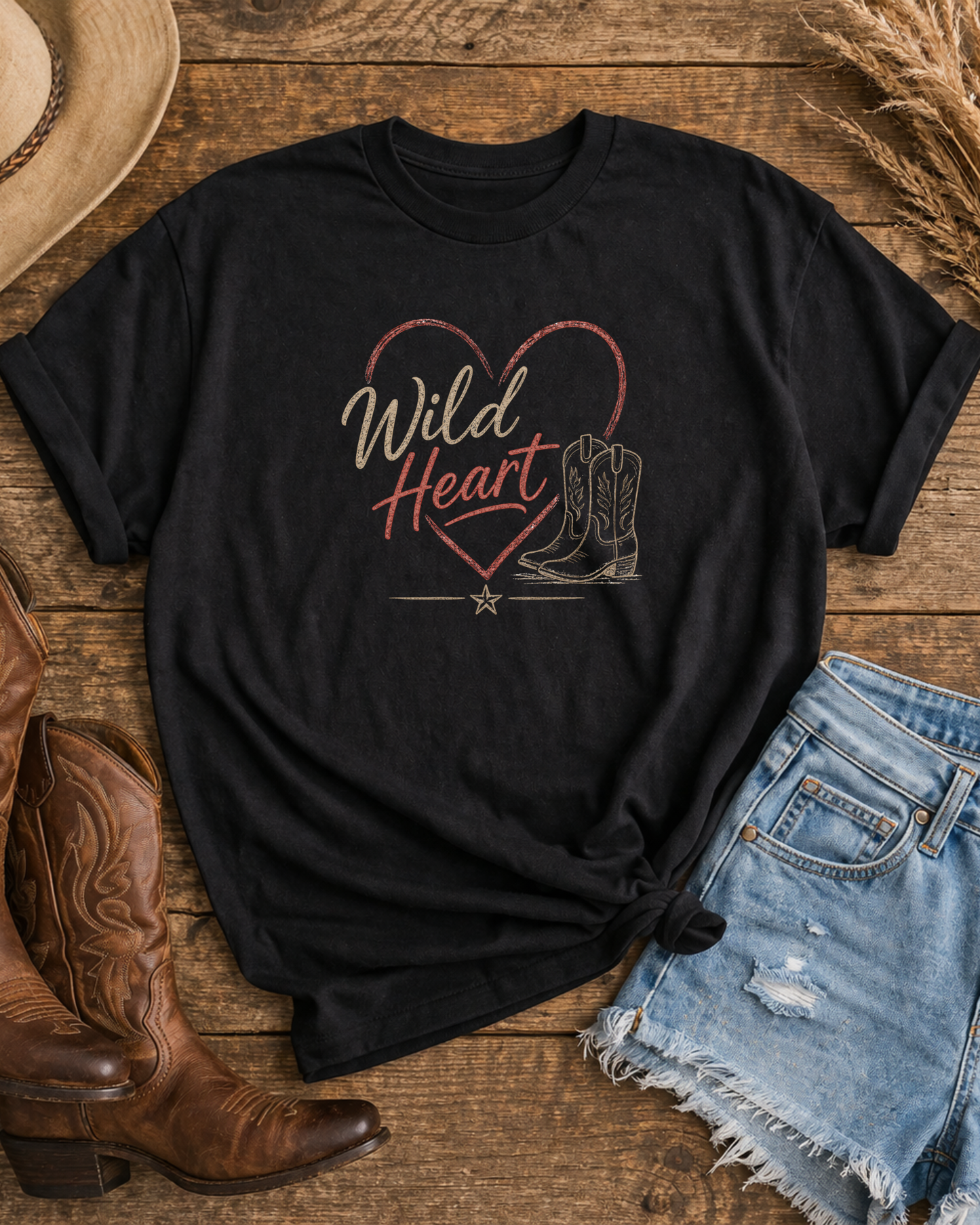Wild Heart Cowboy Boots Graphic Tee | Western Graphic Shirt | Country Concert Outfit | Cowgirl Style Tee