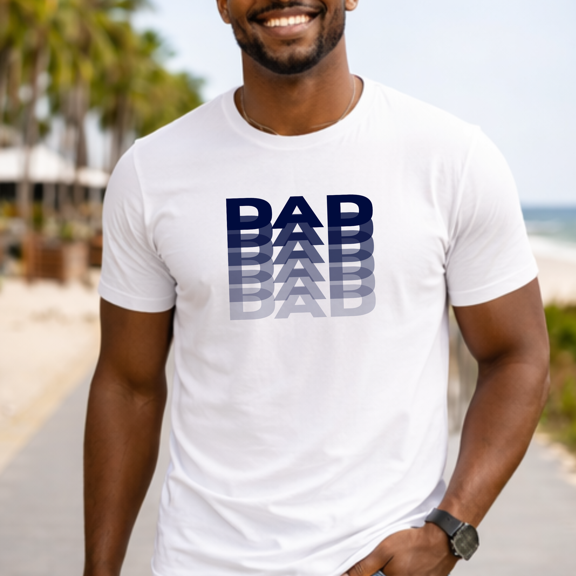 Retro stacked DAD typography graphic tee