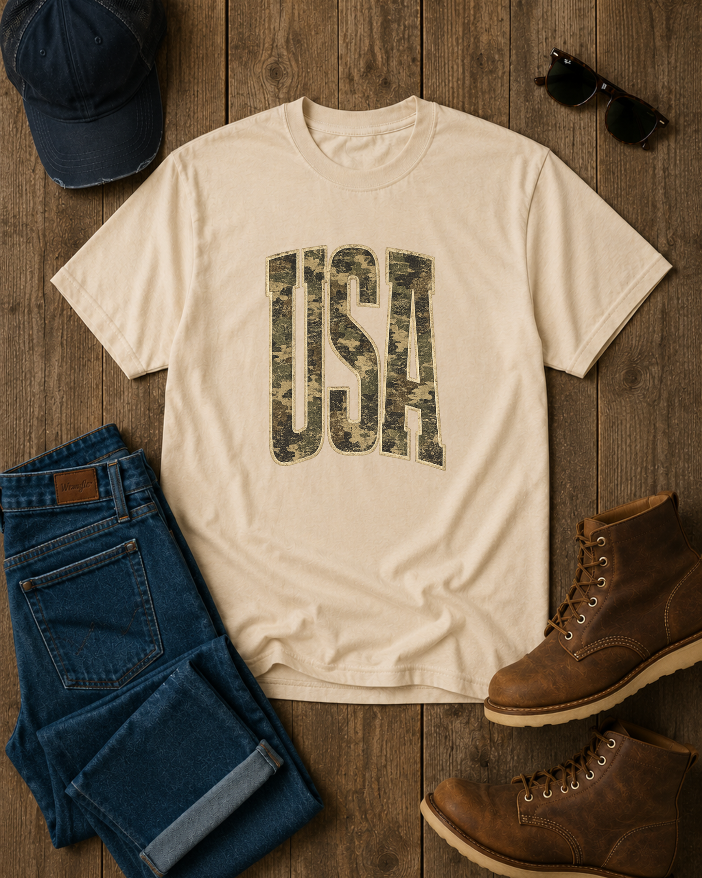 Vintage USA Camo Graphic Tee
