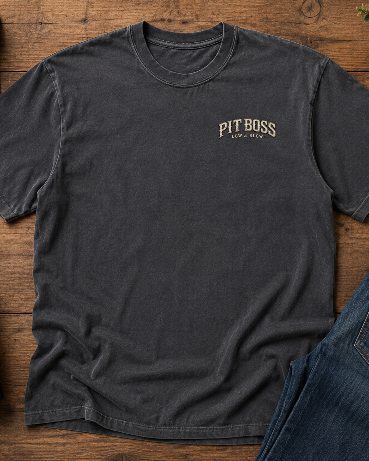 Pit Boss BBQ Shirt, Smoker Graphic Tee, Low and Slow Tshirt, Backyard BBQ Shirt, Grill Master Tee, Vintage Washed BBQ Tee