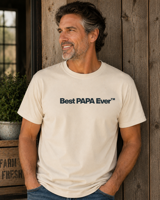 Best PAPA Ever™ Shirt, Father’s Day Graphic Tee, Minimal Dad Shirt, Grandpa Gift, Neutral Vintage Family Tee