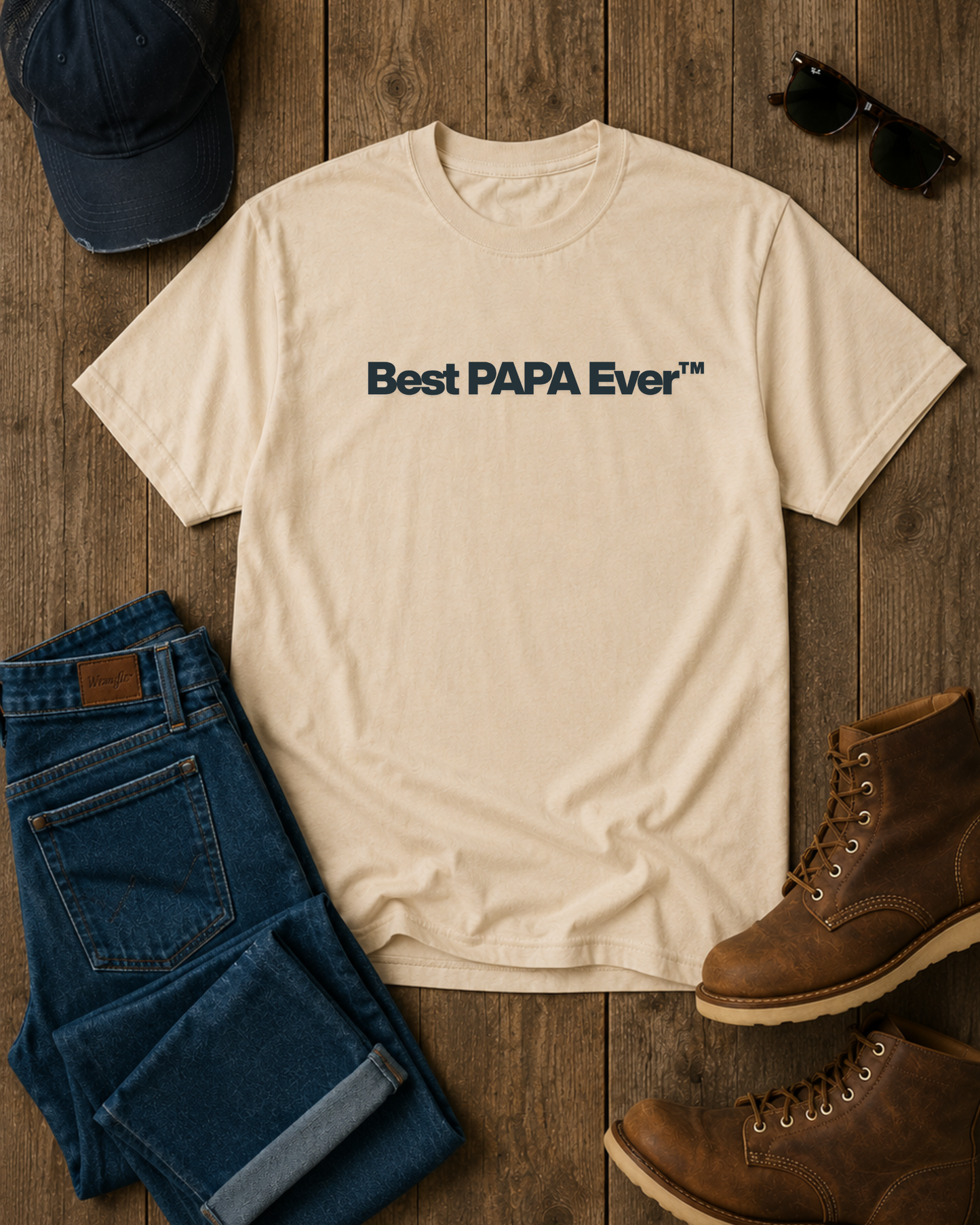 Best PAPA Ever™ Shirt, Father’s Day Graphic Tee, Minimal Dad Shirt, Grandpa Gift, Neutral Vintage Family Tee