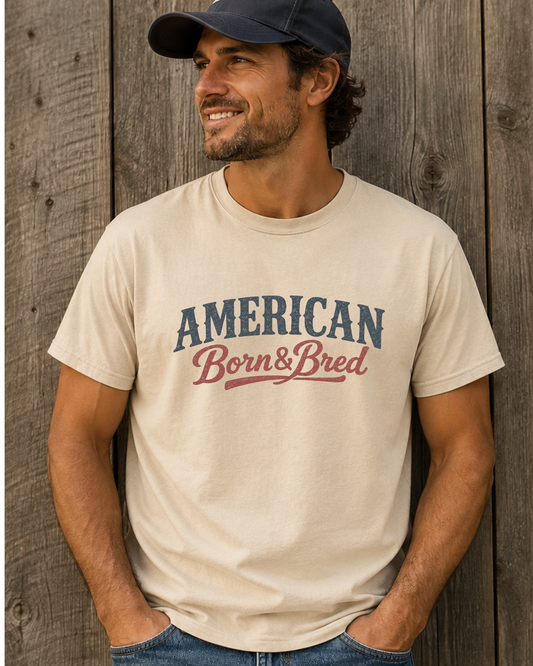 American Born & Bred Shirt, Patriotic Graphic Tee, Vintage Americana Shirt, Country Western Tee, USA Graphic Shirt