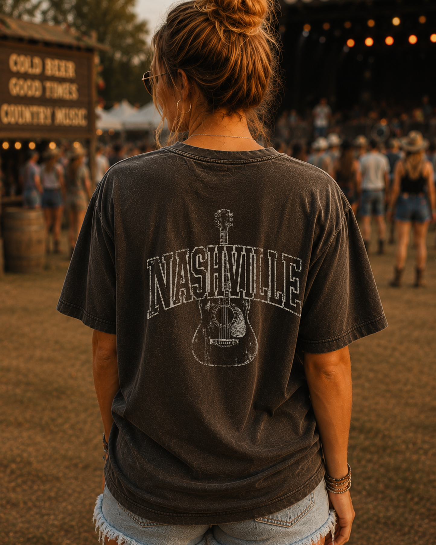 Nashville Guitar Graphic Tee | Vintage Country Music Shirt