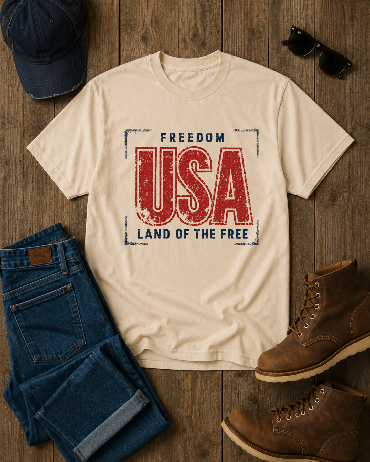 USA Freedom Land of the Free Vintage Patriotic T-Shirt