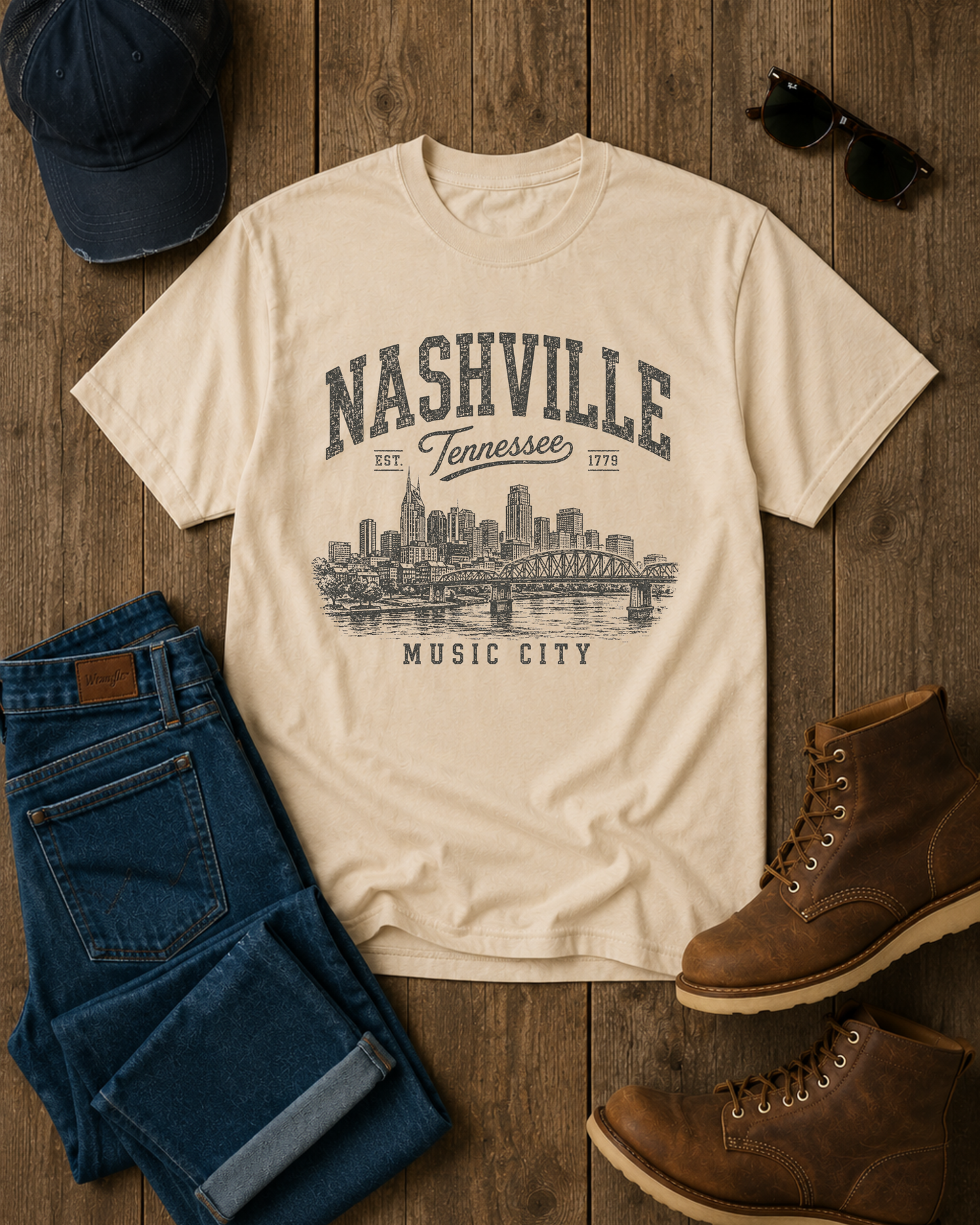 Nashville Tennessee Vintage Graphic T-Shirt | Music City Heritage Tee