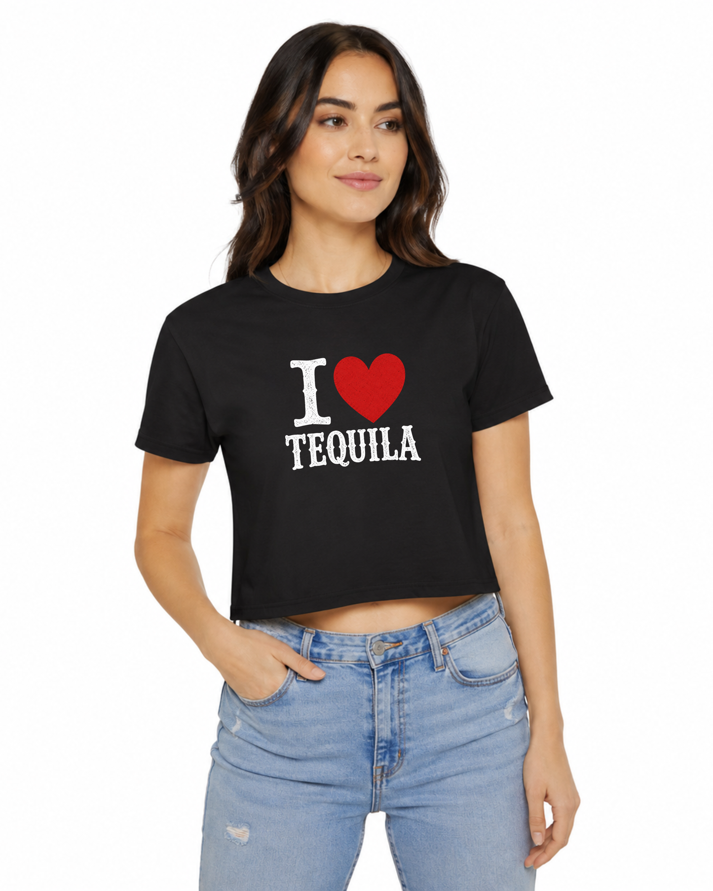 I Heart Tequila Cropped Tee | Funny Tequila Shirt | Festival Crop Top | Country Concert Outfit | Girls Trip Shirt | Western Boutique Style