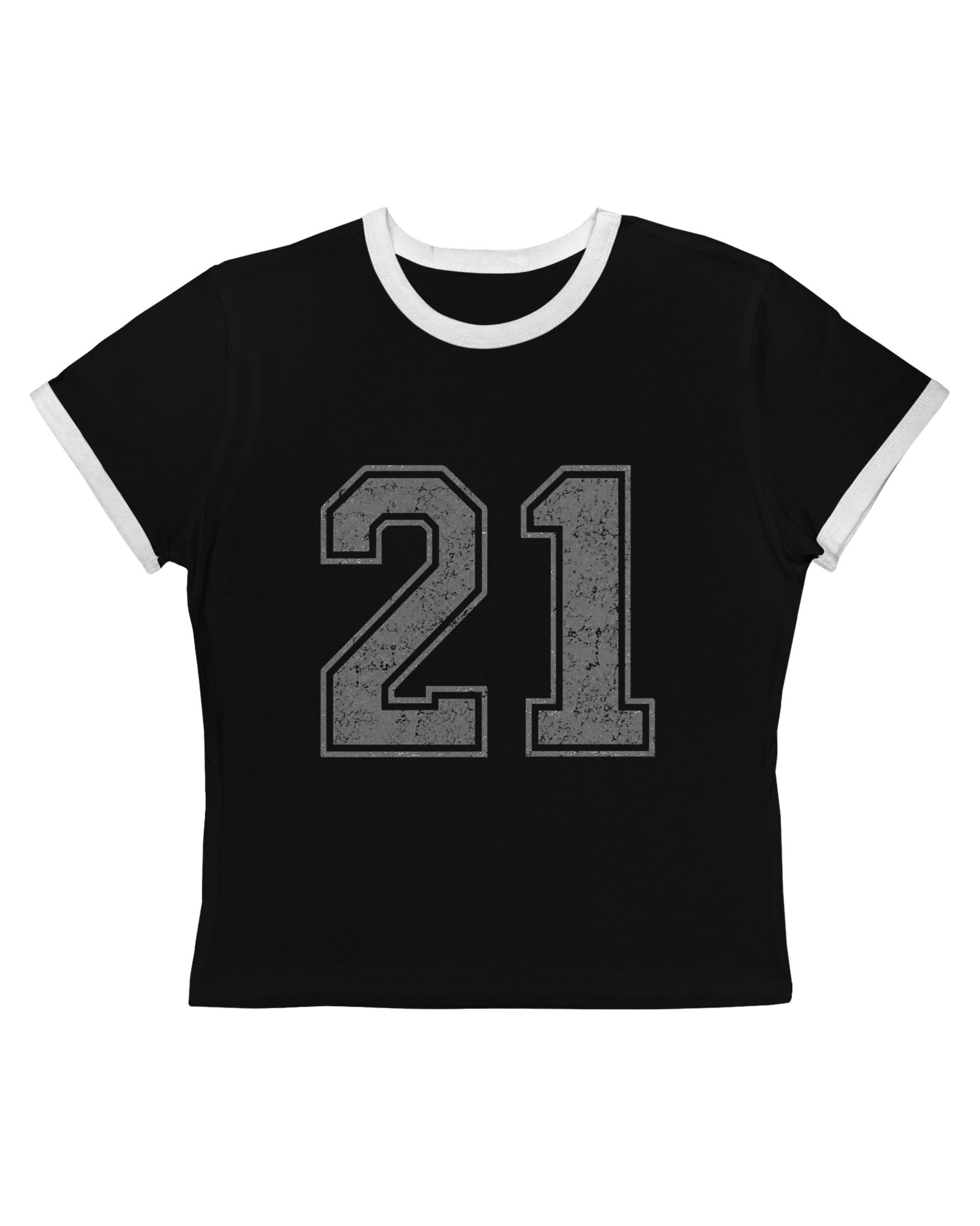 Vintage varsity style fitted black ringer tee for women