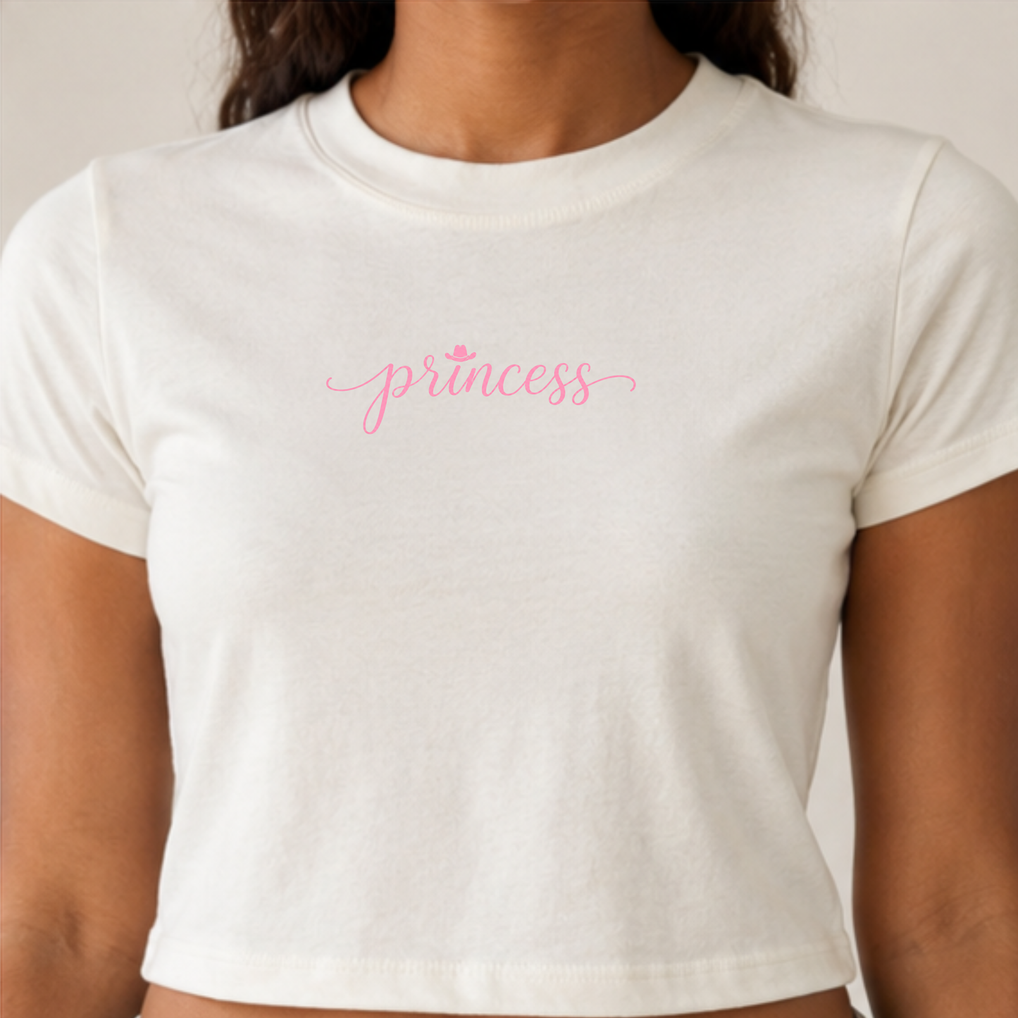 Princess Cowboy Hat Baby Tee - Pink Script Women's Fitted Tee