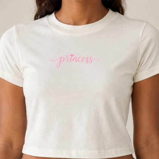 Princess Cowboy Hat Baby Tee - Pink Script Women's Fitted Tee