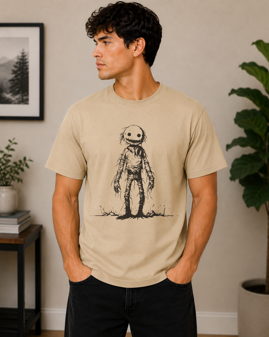 Wild Reed Apparel Creepy Smiley Monster Halloween Shirt | Vintage Horror Graphic Tee