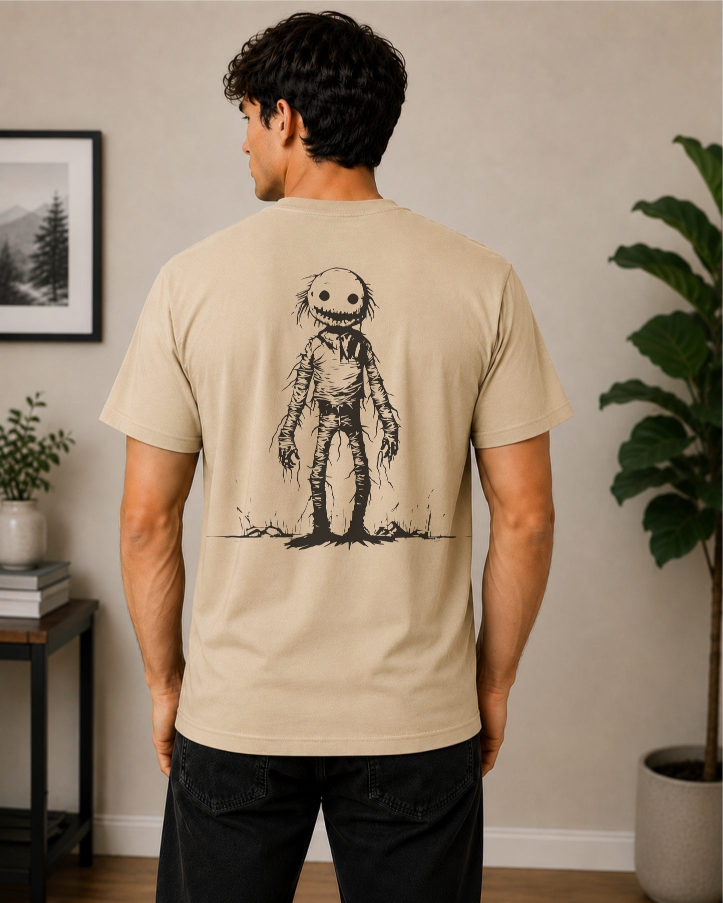 Wild Reed Apparel Creepy Monster Halloween Shirt | Vintage Horror Graphic Tee | Double-Sided Spooky Season T-Shirt