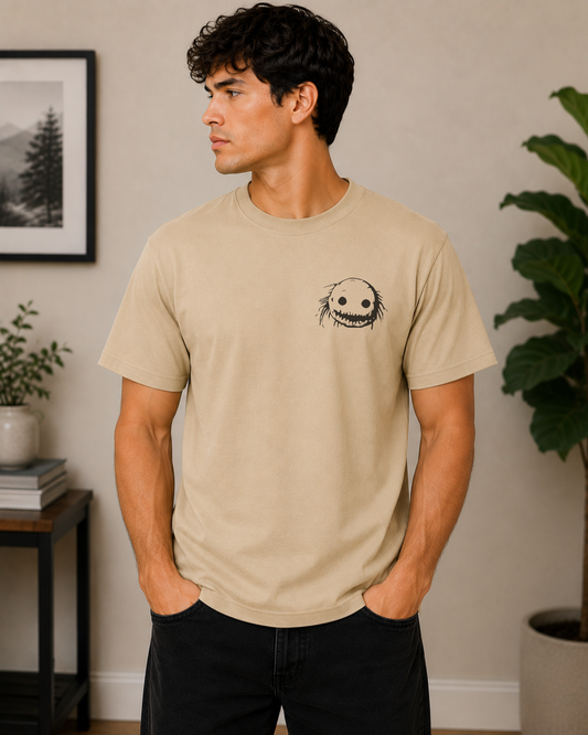 Wild Reed Apparel Creepy Monster Halloween Shirt | Vintage Horror Graphic Tee | Double-Sided Spooky Season T-Shirt