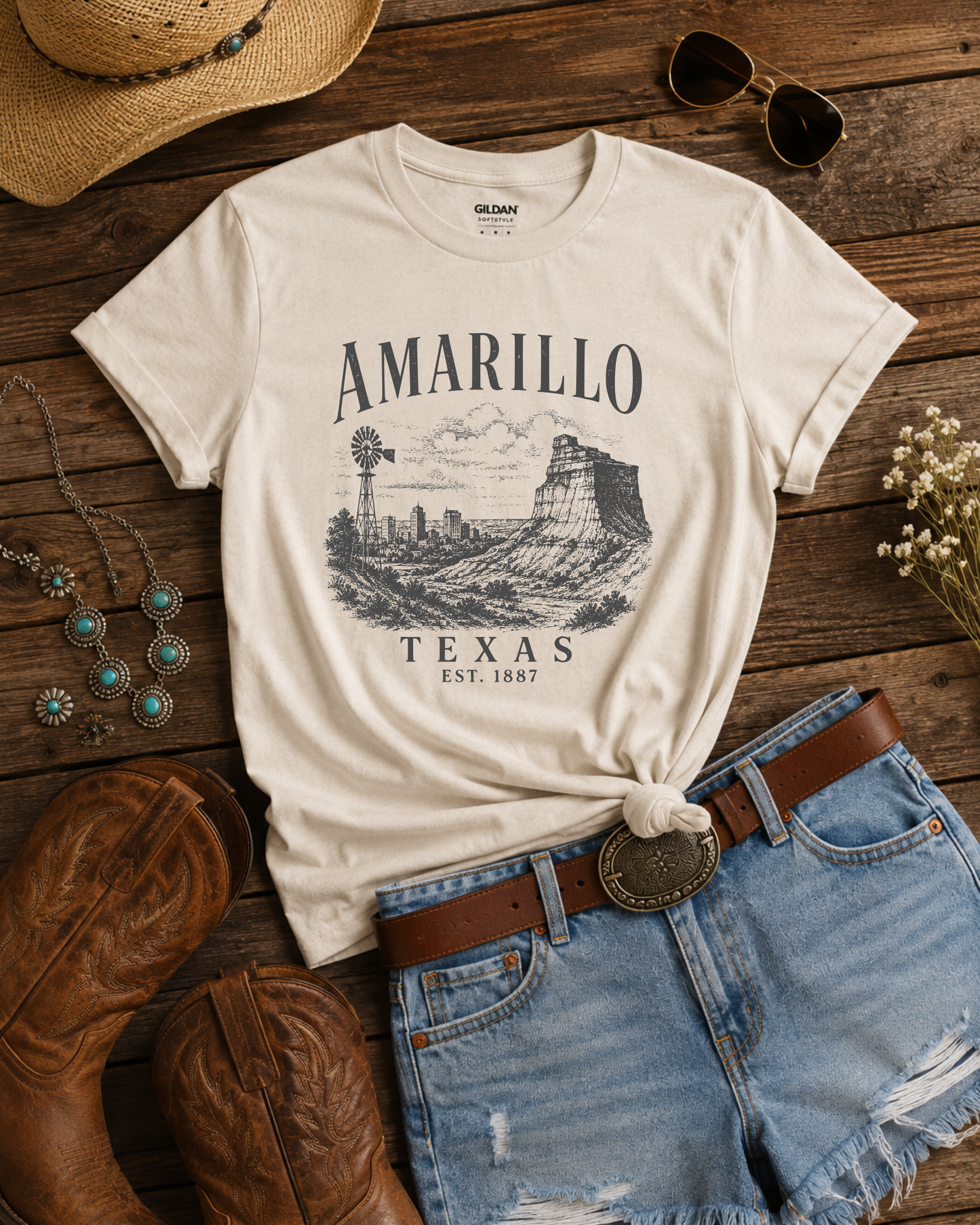 Amarillo Texas Vintage Palo Duro Canyon Graphic T-Shirt | Gildan 64000 Unisex Tee
