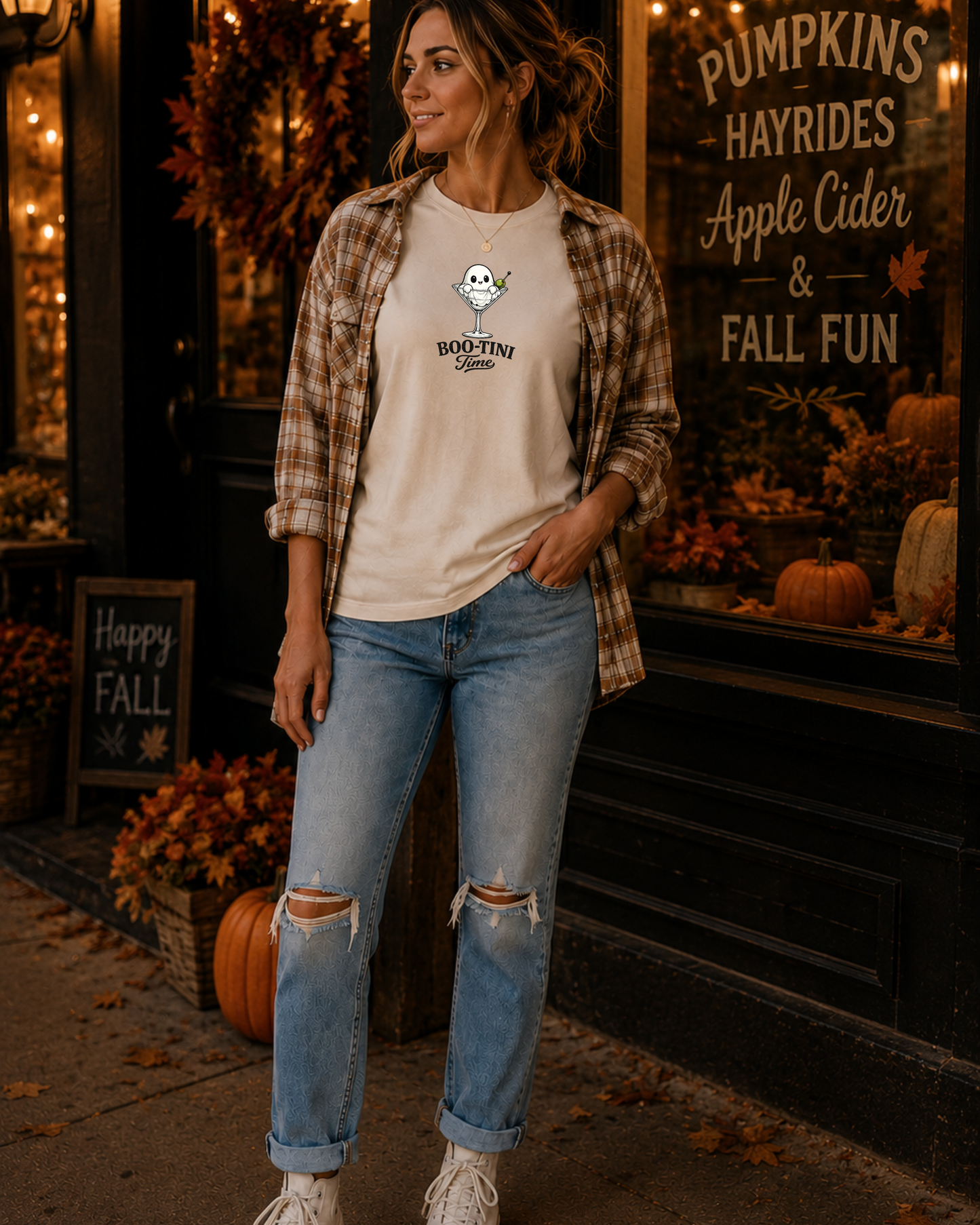 Boo-Tini Time Cute Ghost Martini Halloween T-Shirt