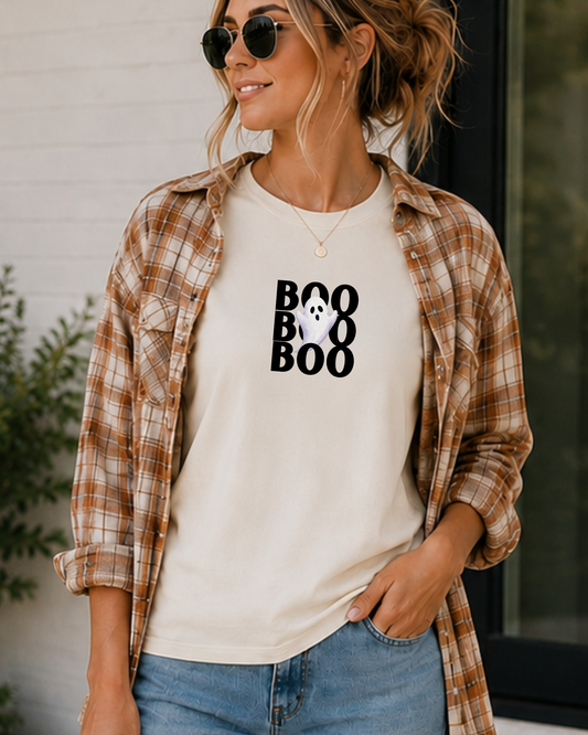 Boo Boo Boo Ghost Halloween T-Shirt | Cute Minimalist Spooky Tee