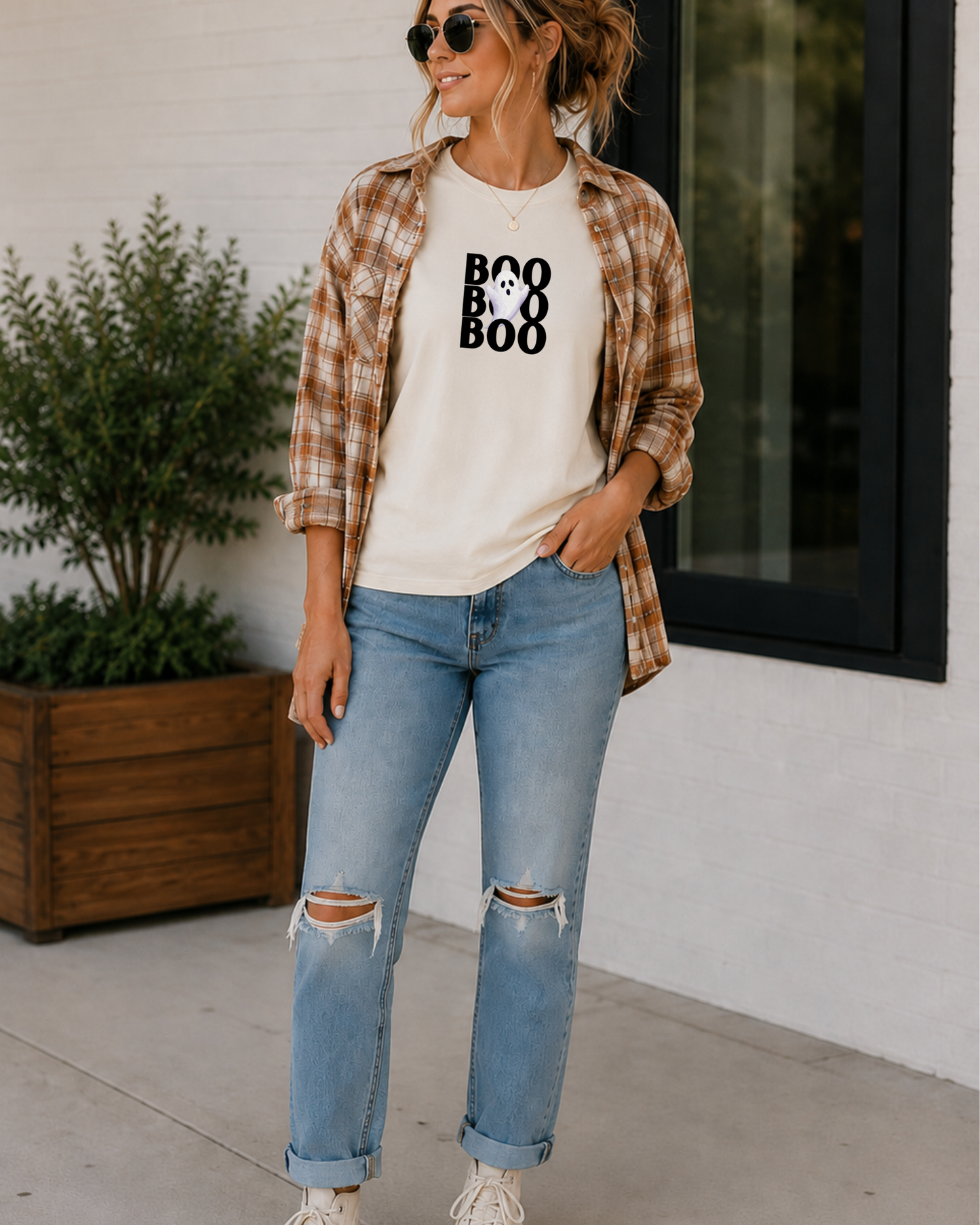 Boo Boo Boo Ghost Halloween T-Shirt | Cute Minimalist Spooky Tee