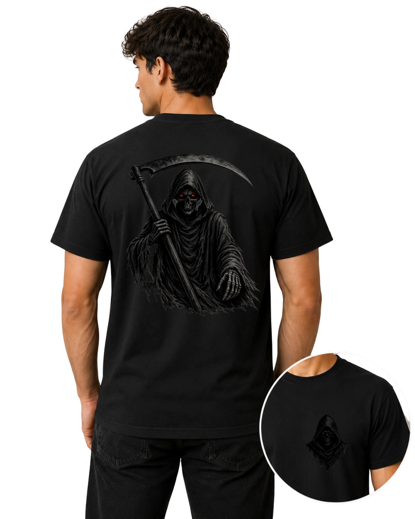 Grim Reaper Two-Sided Design Graphic T-Shirt