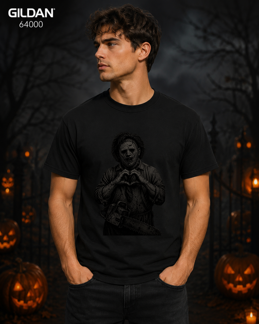 Masked Butcher Heart Hands Stealth Black-on-Black Graphic Tee