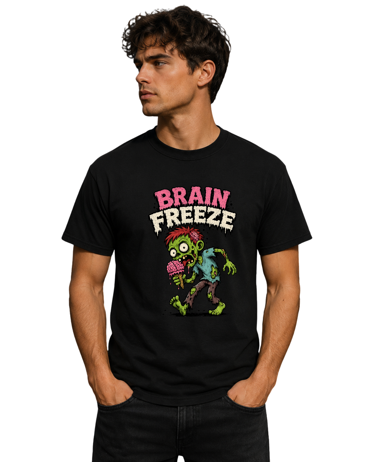 Brain Freeze Funny Zombie Graphic Tee