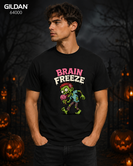 Brain Freeze Funny Zombie Graphic Tee