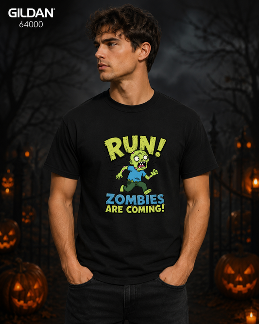 Run! Zombies Are Coming Funny Zombie Graphic Tee