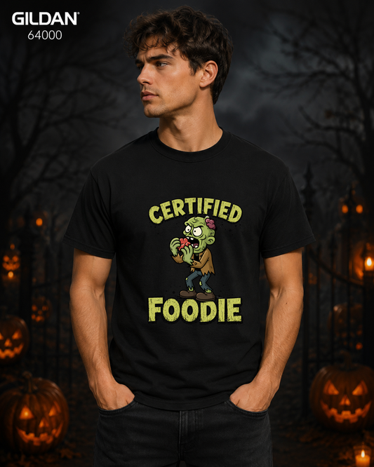 Certified Foodie Funny Zombie Graphic Tee